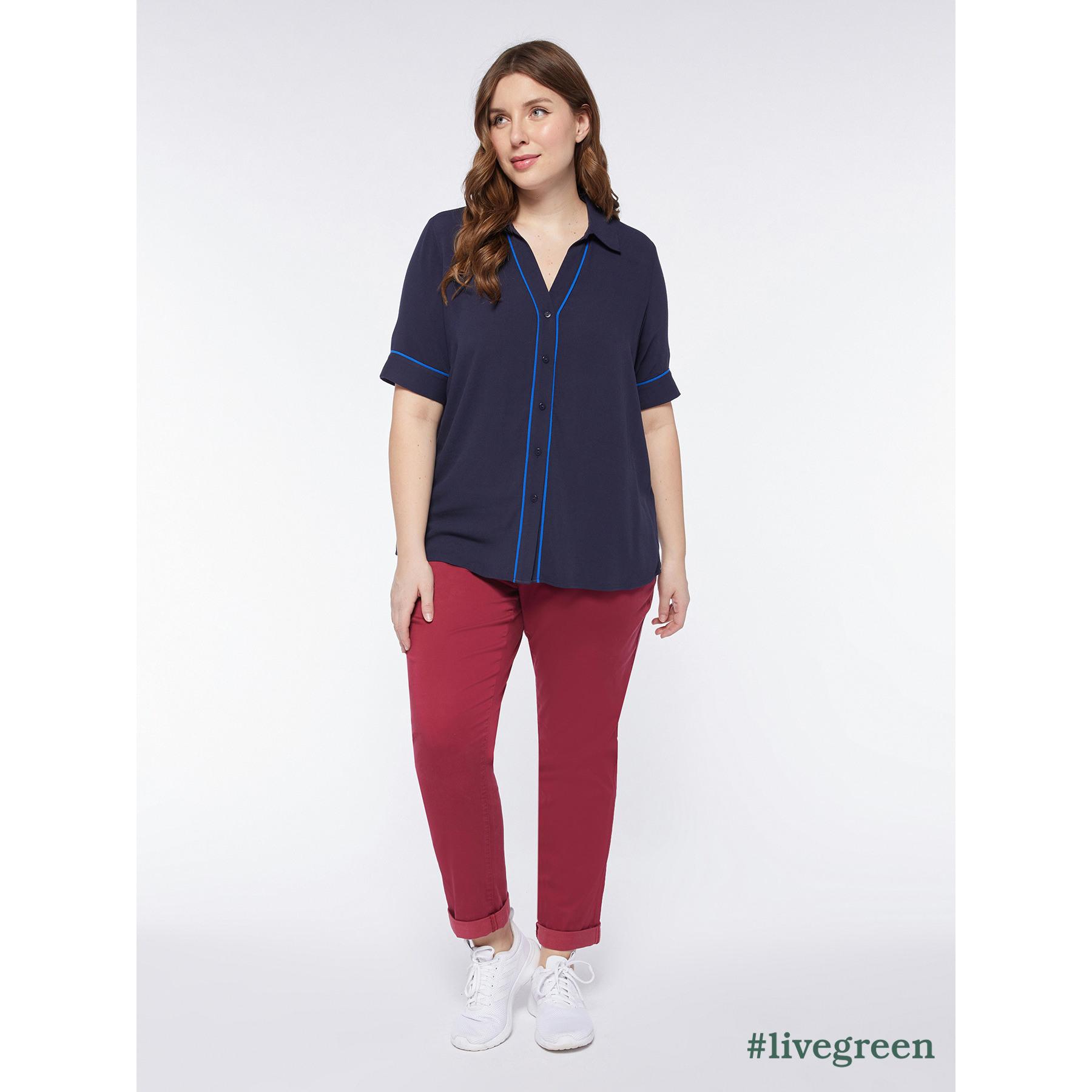 Fiorella Rubino - Camicia maniche corte in viscosa ECOVERO™ - Blu