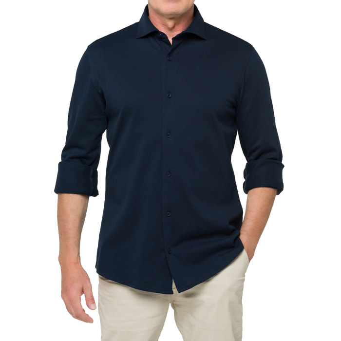 Camisa de manga larga en tela de algodón Hot Buttered Jefferson Azul