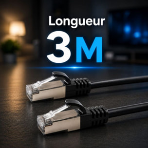 Câble Ethernet ESSENTIELB RJ45 3M Droit CAT6E noir