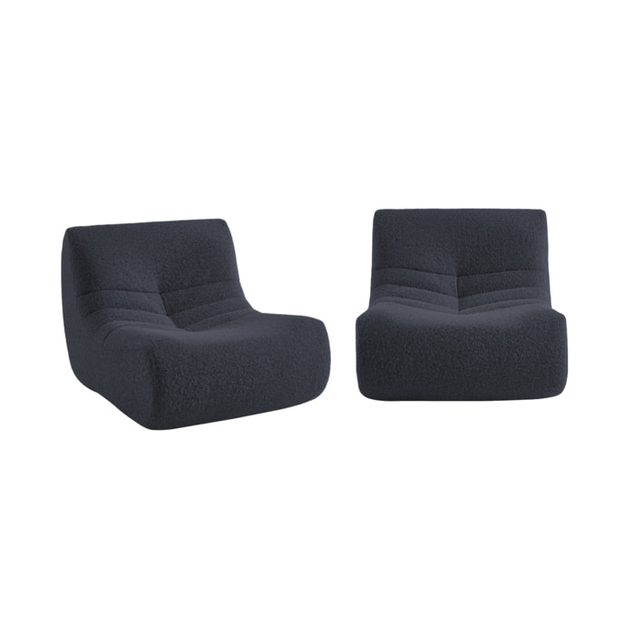 Chauffeuse tissu effet alpaca 2 places. bleu nuit. style contemporain. L 91 x P 105 x H 72cm