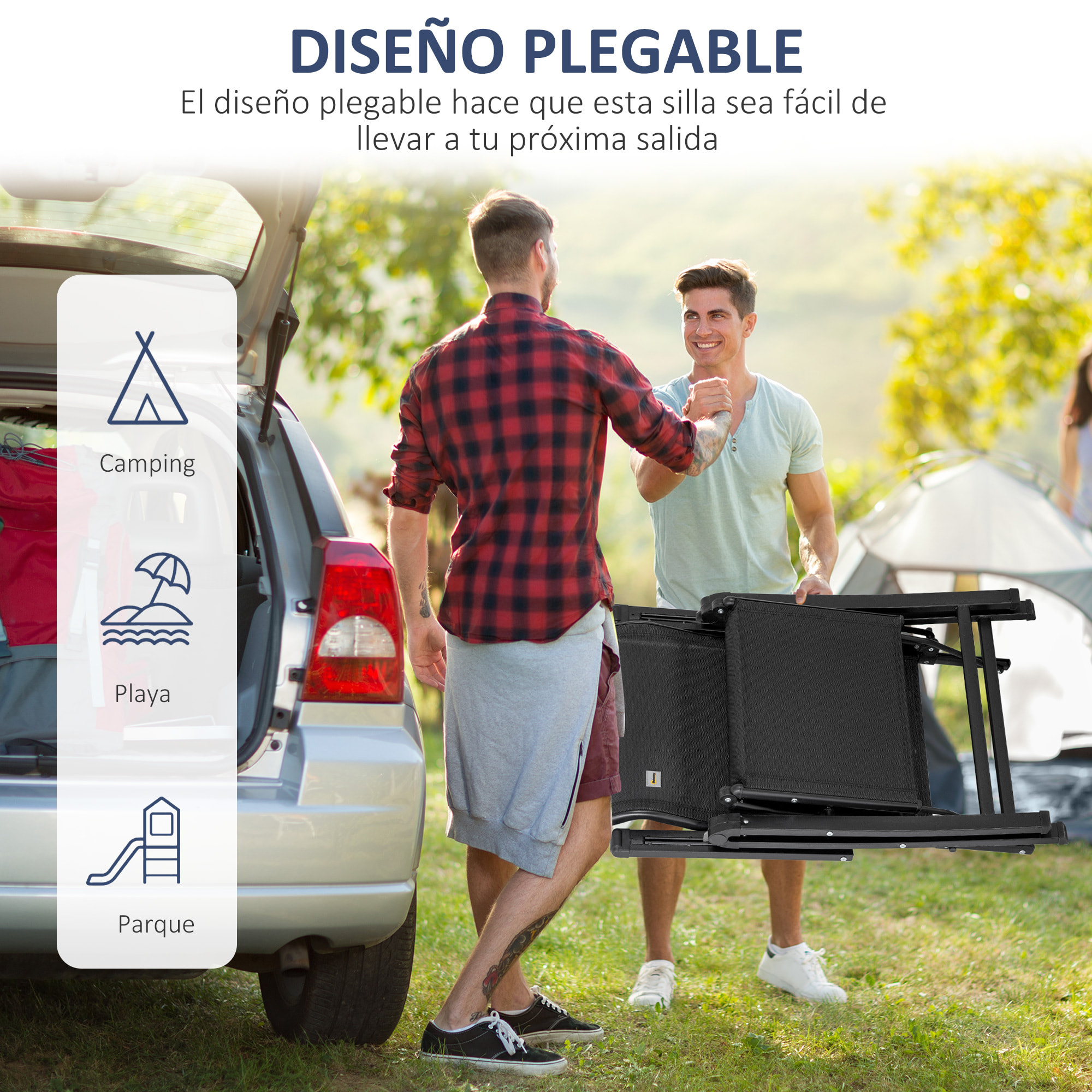 Tumbona Plegable de Jardín, Tumbona Gravedad Cero con Respaldo Ajustable en 9 Posiciones, con Cojín, para Terraza, Piscina, Playa, Carga 150 kg, 70x65x111 cm, Negro