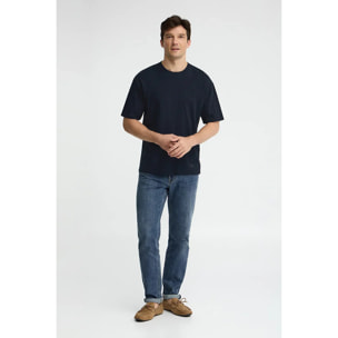 Maglietta cotolino blu marino a maniche corte con logo Polo Club