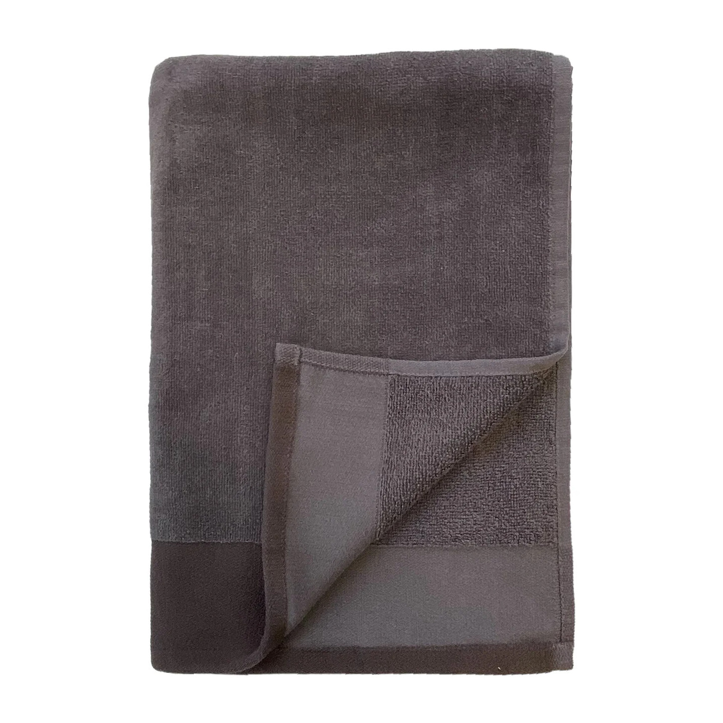 Serviette de bain éponge velours unie Shady Gris 90x160 370g/m²