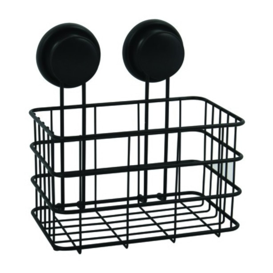 Etagère Panier de douche à  ventouses Acier Noir mat MSV