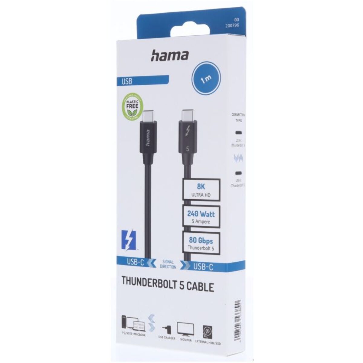 Câble USB-C HAMA THUNDERBOLT 5 80G 1m
