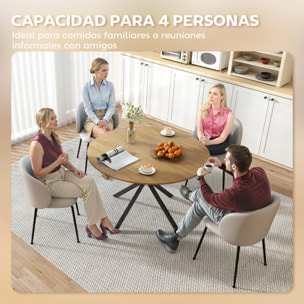 Mesa de Comedor Redonda para 4 Personas Mesa de Cocina Industrial con Estructura de Acero Ø120x75 cm Roble