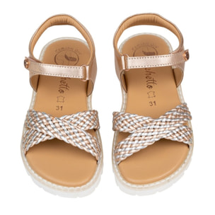 Sandalia Sport Piel Natural. Velcro/Trenza