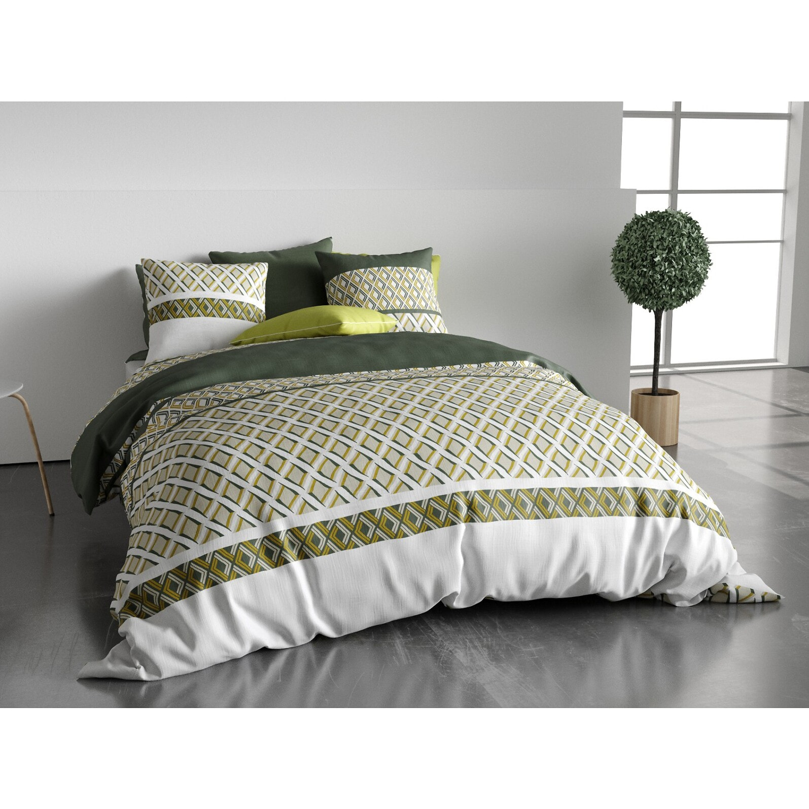 Parure Housse De Couette 3pcs 100% Coton 57 Fils Nayaa