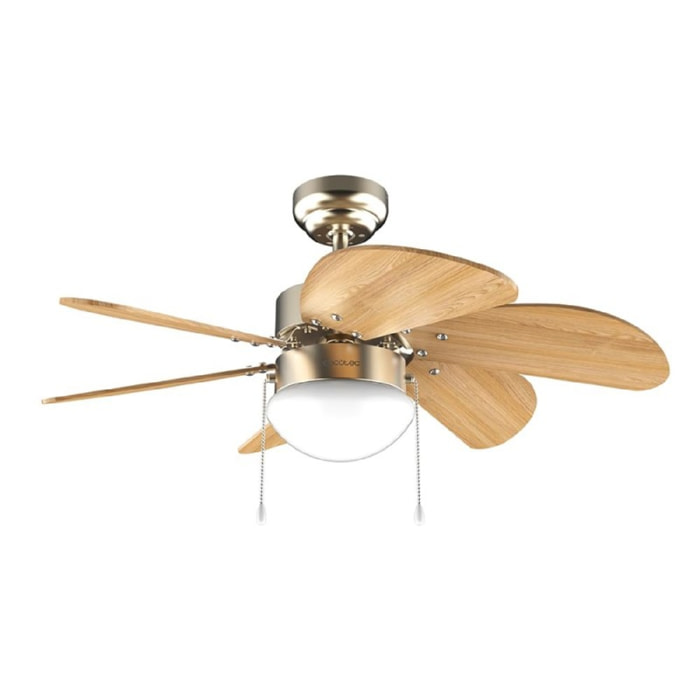 Ventilador de techo con luz EnergySilence Aero 360 Gold&Wood Cecotec