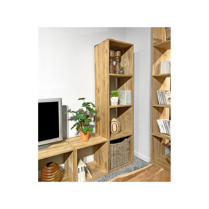 Etagère 4 cases cubes de rangement 182 x 47 cm bois de teck massif - ROMA
