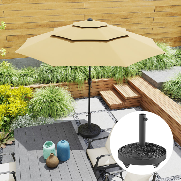 Pied de parasol résine 21 Kg mobile compatible mât dia. 32/38/48 mm