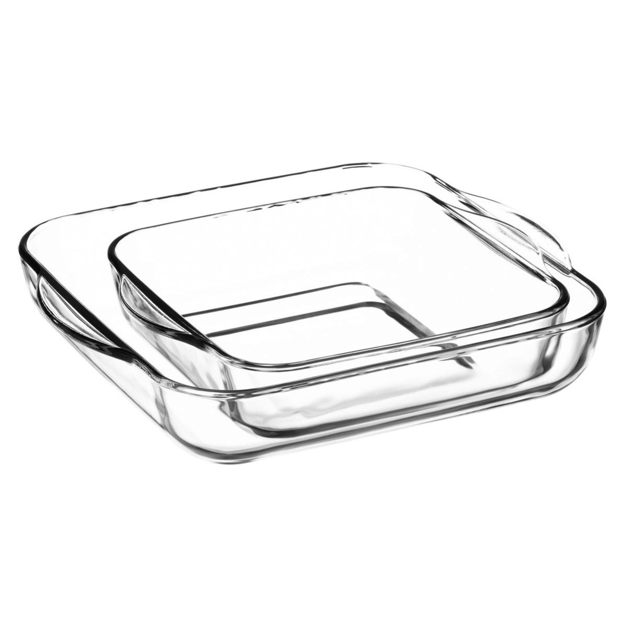 Lot de 2 plats à four carré en verre 22cm et 28cm CRISTAL