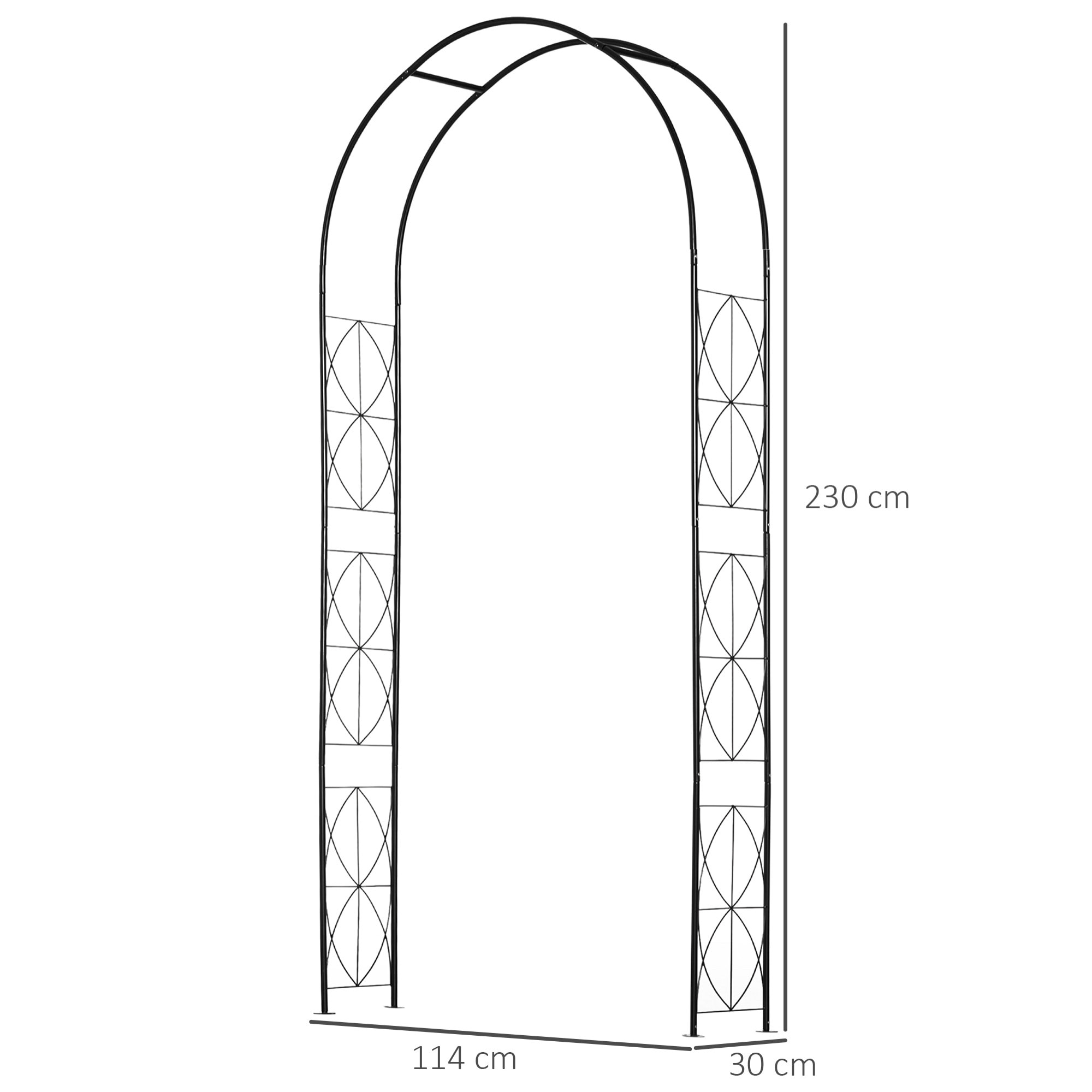 Arco de Jardín de Metal Arco de Rosas Arco de Boda Diseño Enrejado para Plantas Trepadoras para Decoración Patio Terraza 114x30x230 cm Negro