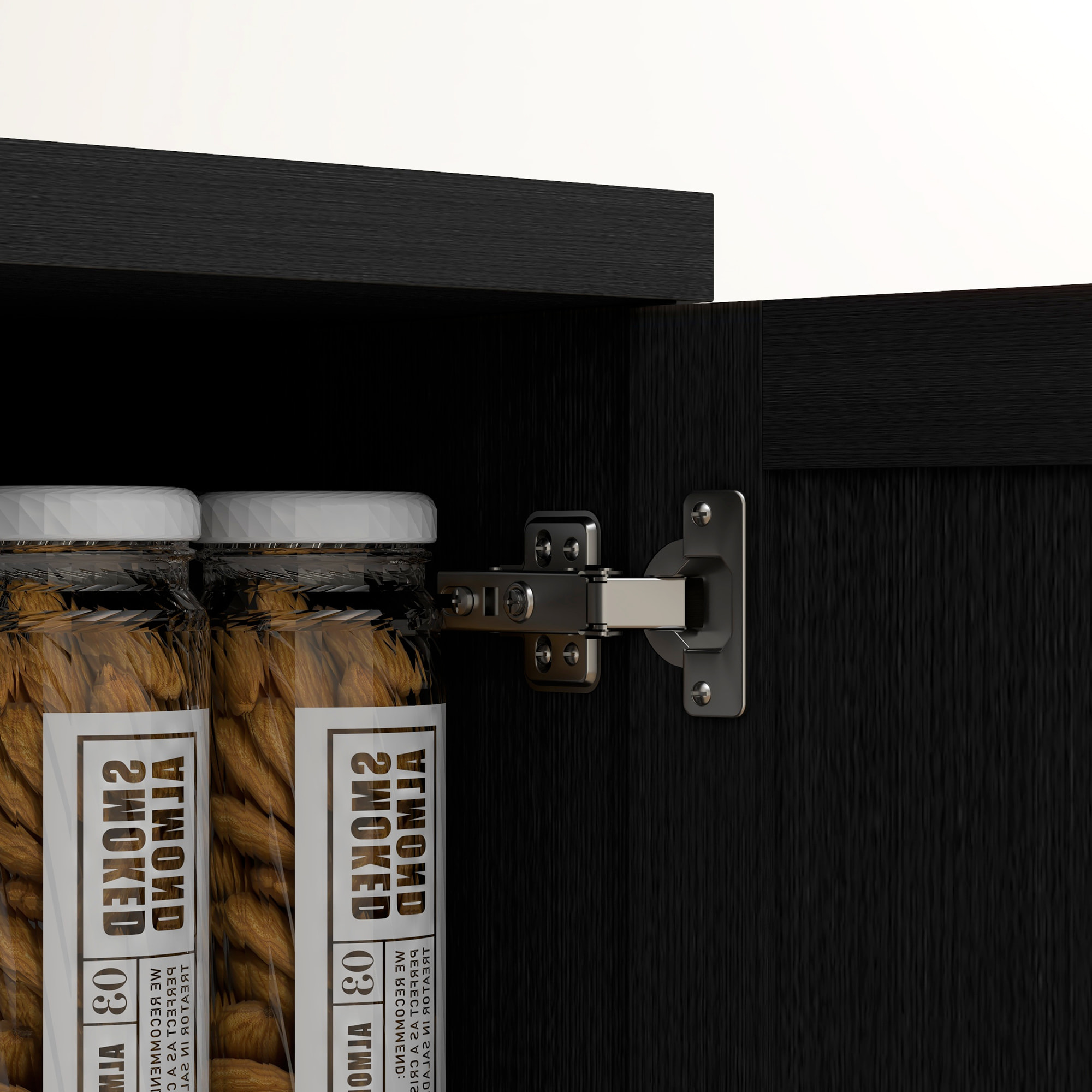 Buffet haut - armoire cuisine - 4 étagères réglables - dim. 60 x 40 x 160 cm - effet bois noir