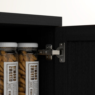Buffet haut - armoire cuisine - 4 étagères réglables - dim. 60 x 40 x 160 cm - effet bois noir