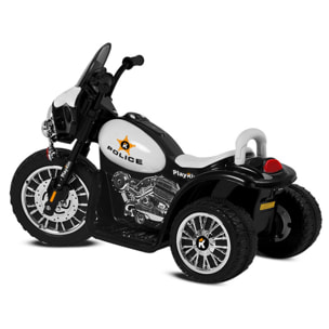 Moto eléctrica de policía POLICE NEGRA triciclo infantil 6V +2 años