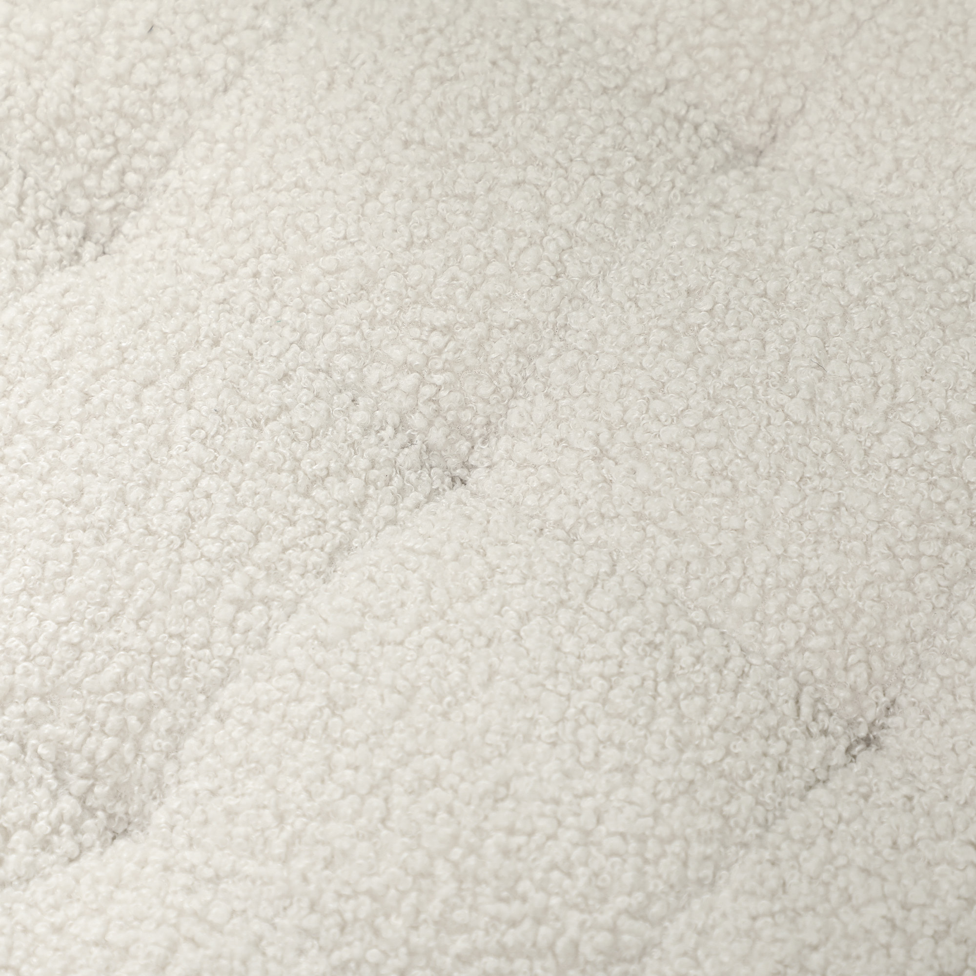 Pouf coffre rangement en tissu bouclette, charge 120 Kg, Ø 45 x 41 cm, blanc