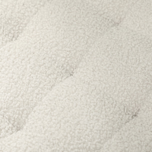Pouf coffre rangement en tissu bouclette, charge 120 Kg, Ø 45 x 41 cm, blanc