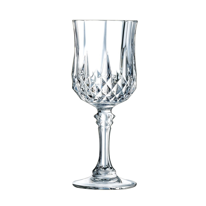 6 verres à pied 17cl Longchamp - Cristal d'Arques - Verre ultra transparent au design vintage