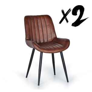 Set de 2 Sillas - Piel y Metal - 53x63x87cm