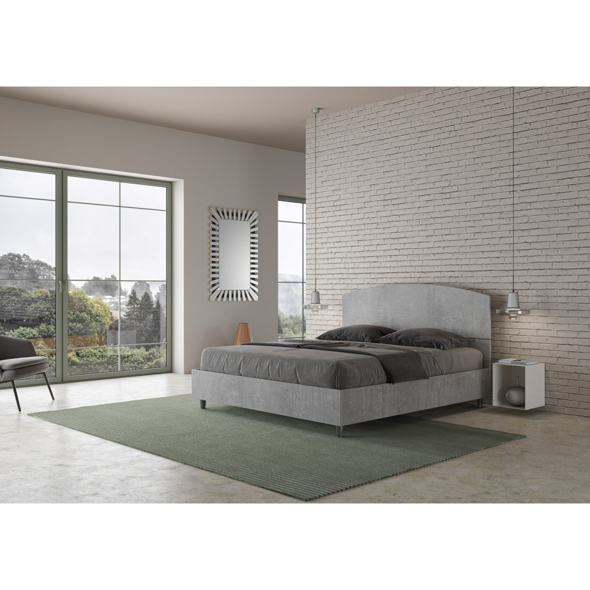 Letto con rete 160x190 cemento Dora