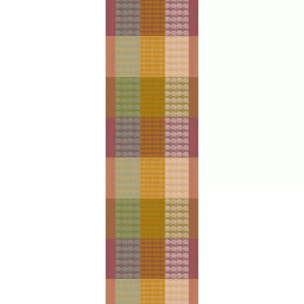 Chemin de table pur coton motif jacquard vert orange Mille halos prunus