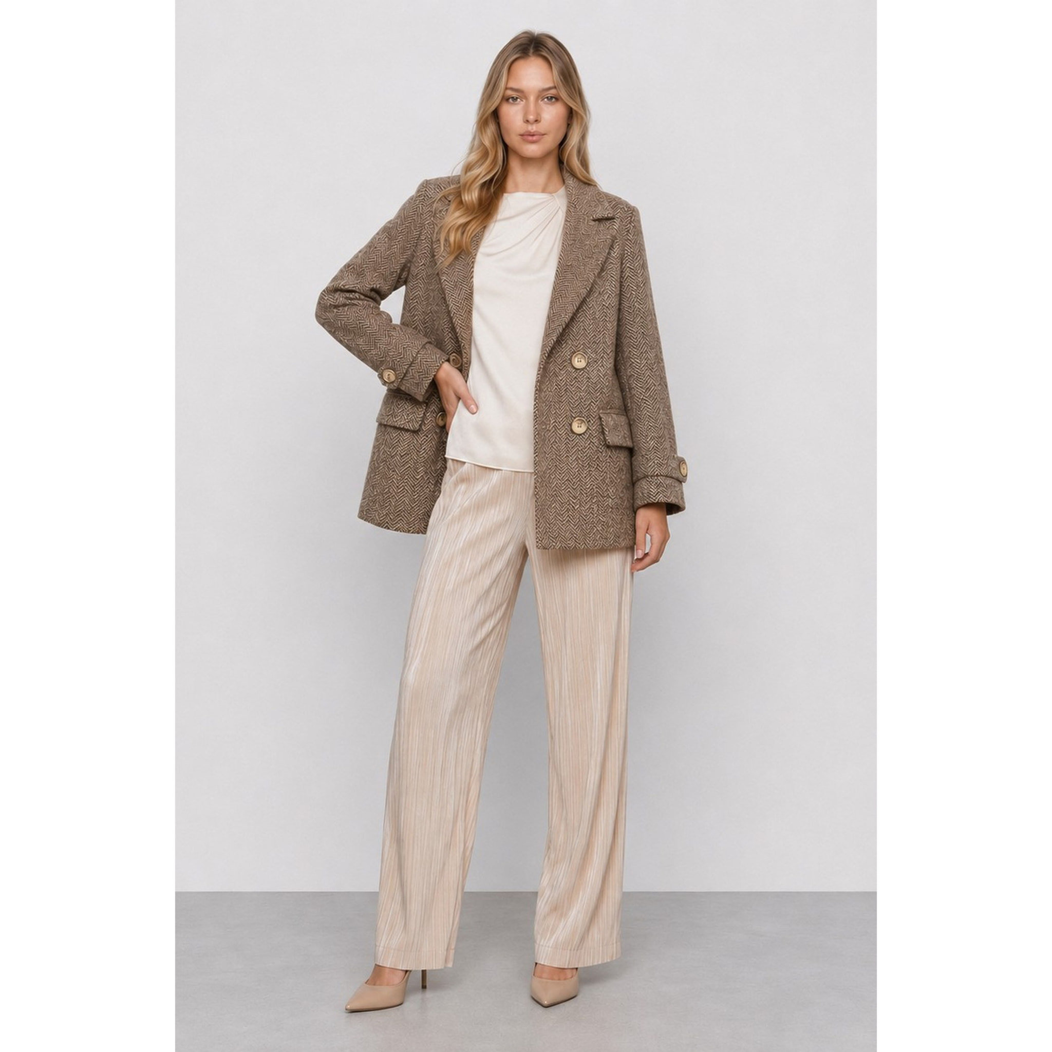 Kocca - Blusa in viscosa a maniche lunghe con drappeggio e bottoni Donna