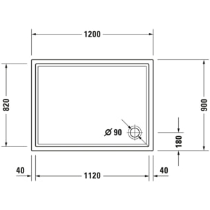 Receveur de douche 120 x 90 DURAVIT Starck Slimline