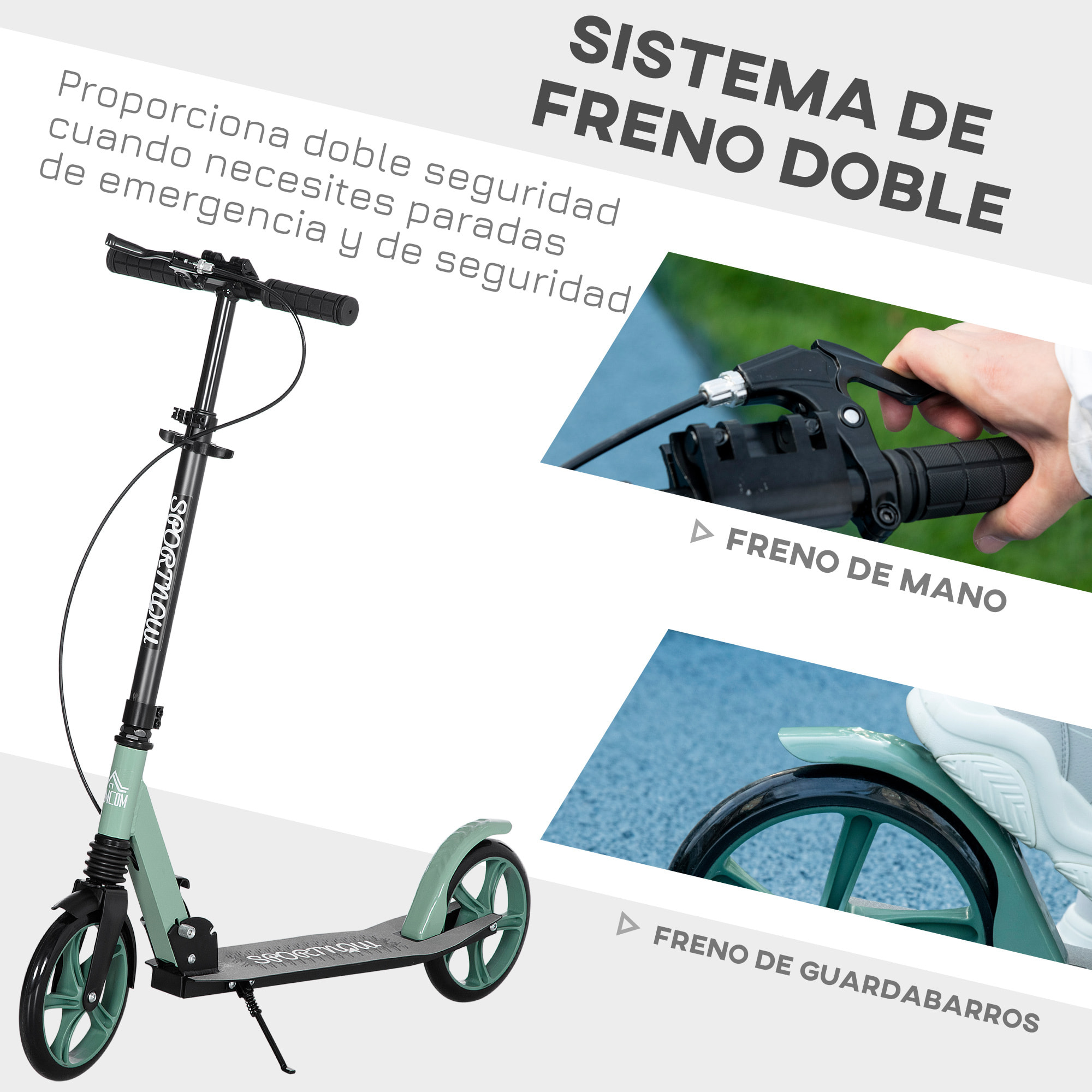 Patinete Plegable para Niños +14 Años con Manillar Ajustable 91,5x36,5x91-104 cm