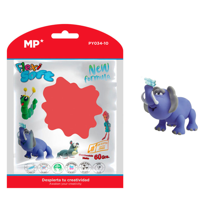 PACK 12 Uds. PASTA DE MODELAR 60 g ROJO