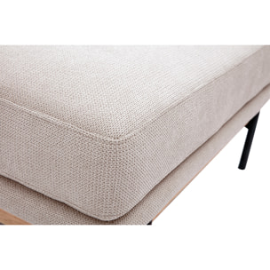 Pouf repose pieds en tissu chenille beige et métal noir TODD