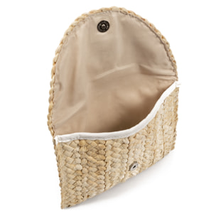 Ziano borsa a mano in rafia di carta intrecciata.