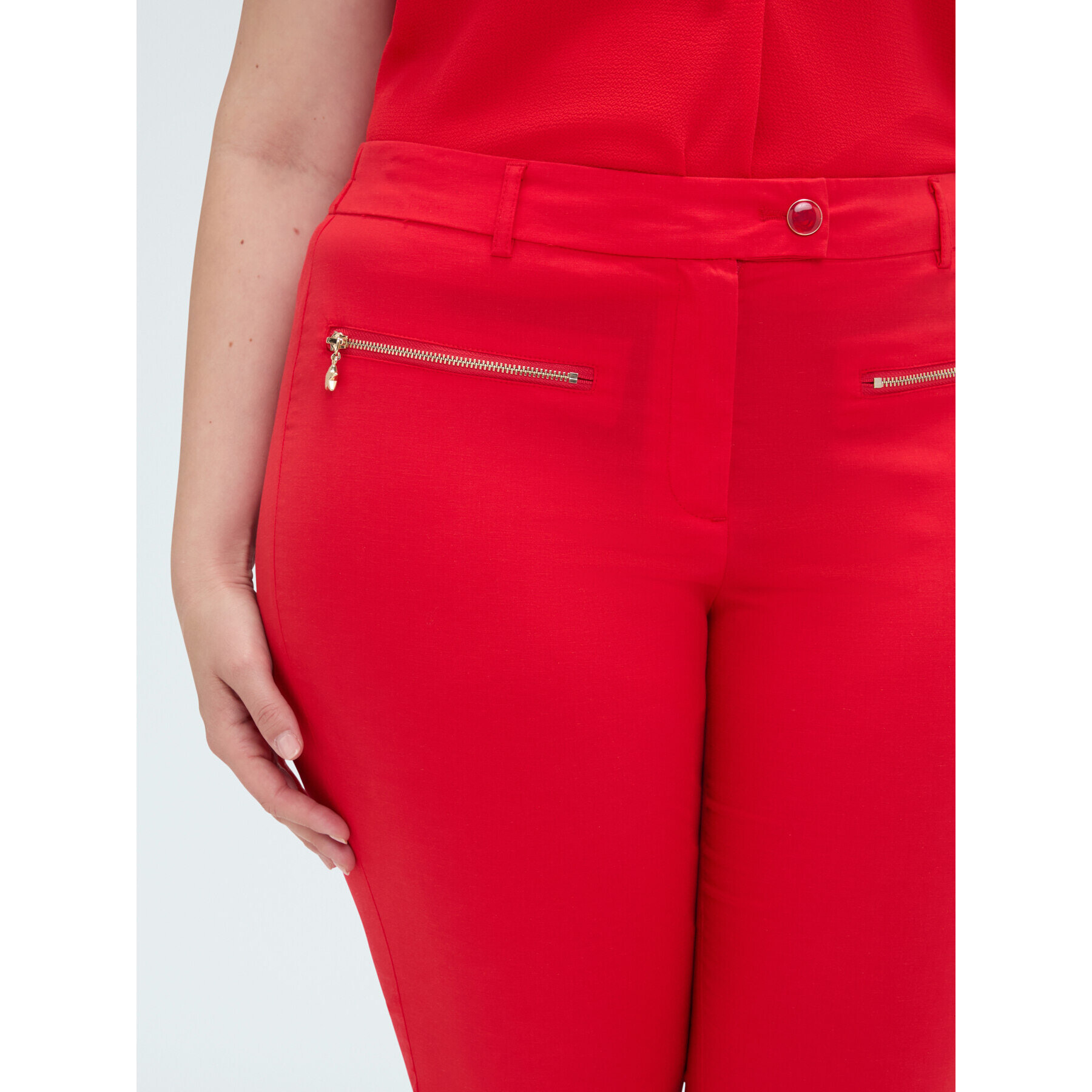 Fiorella Rubino - Pantalones Kick Flare de algodón ligero - Rojo