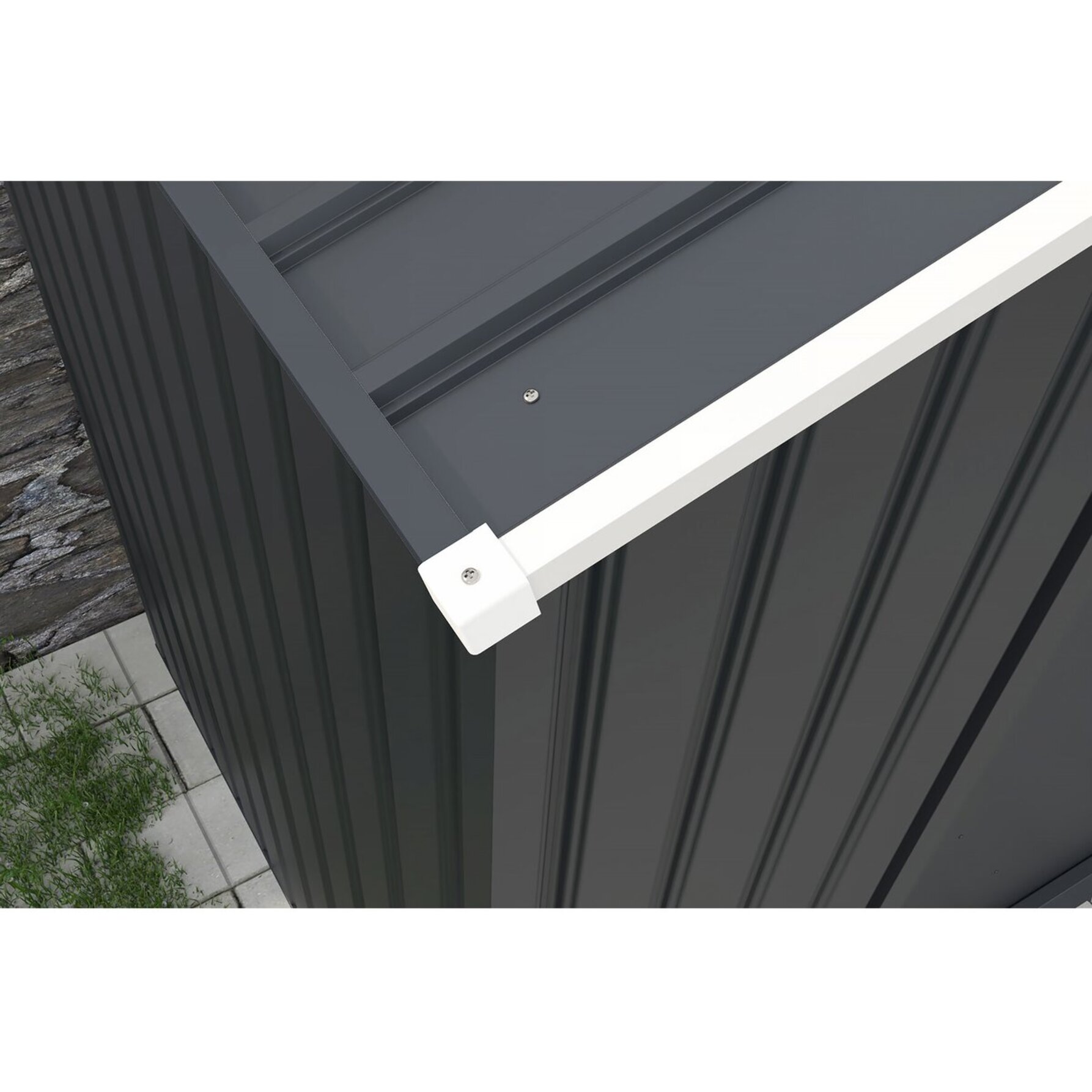 Abri de jardin métal - "Vegas" 12.98 m² avec gouttière - Gris