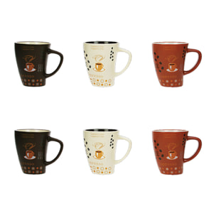 Lot de 6 mugs 25cl en grès aux couleurs assorties NOVA