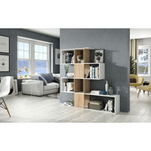 Libreria Design Zig Zag Scaffale Mensola Moderna Bianca Rovere Mobile per Libri con Ripiani per Soggiorno Salotto 145 x 145 x 29 cm Bianco Rovere