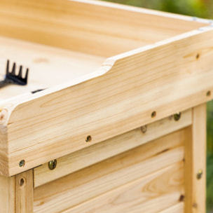 Armoire de jardin sur pied avec plateau - double porte, étagère - bois de sapin pré-huilé