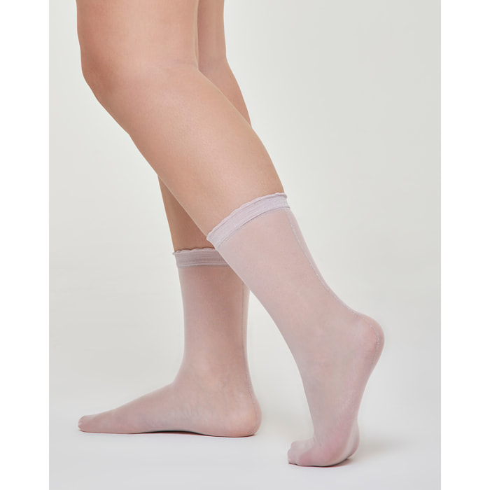 Calzino velato Alina con bordo a cappettine