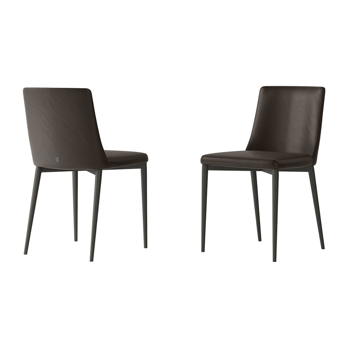 SET DI 2 SEDIE ANTEA STRUTTURA GRIGIO CARBONE PELLE TESTA DI MORO