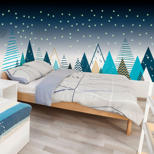 Stickers muraux enfants - Décoration chambre bébé - Autocollant Sticker mural géant enfant montagnes scandinaves MONTAGNES TIPIKA + 100 ÉTOILES PHOSPHORESCENTES