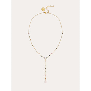 Collar Y Turmalina Stones Acero Baño Oro