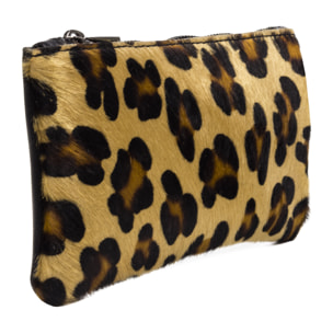 Fiorella Bolso de mano Mujer.Piel auténtica Sauvage Cavallino Leopardo Grande