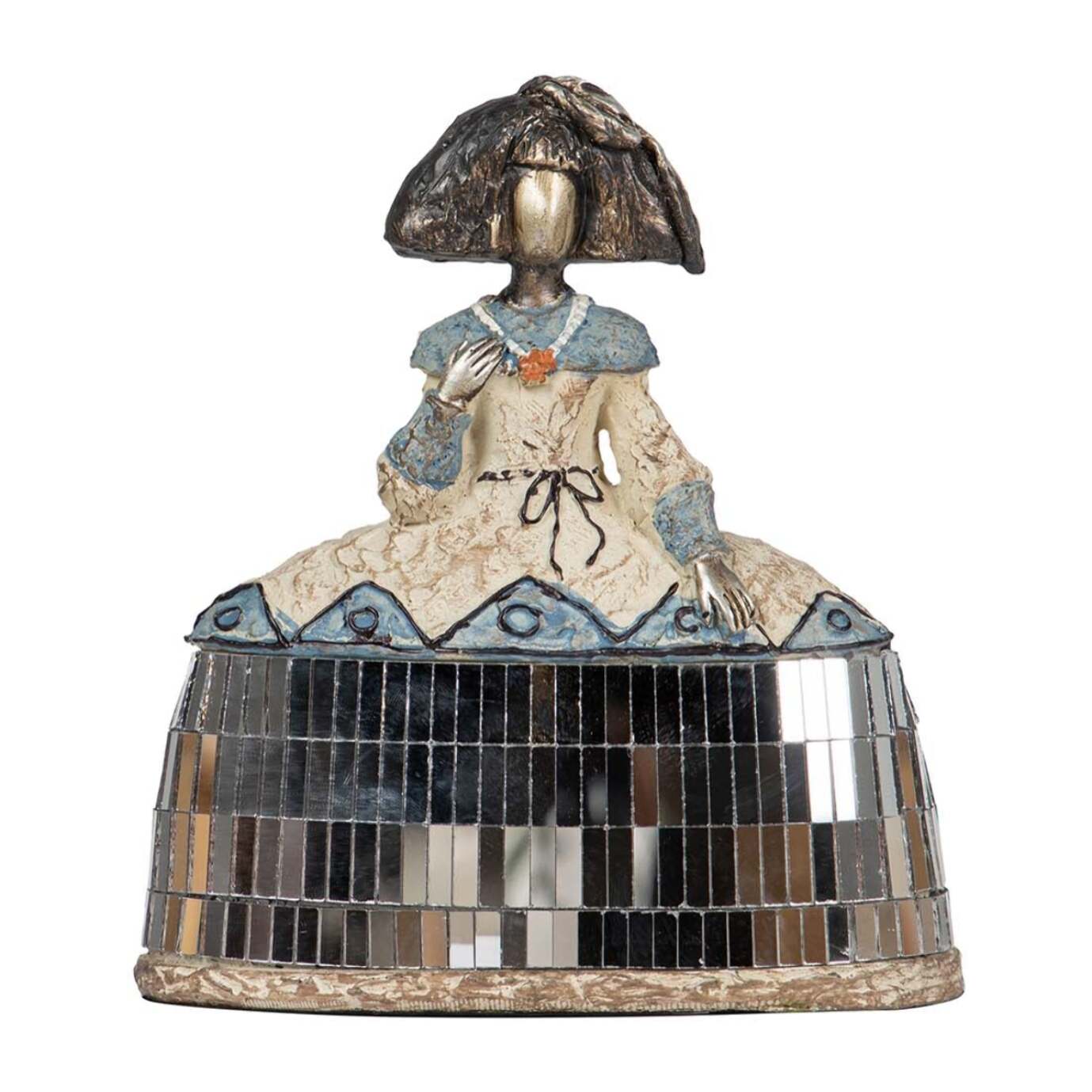 Figura Menina Resina Espejos 14x6x16 Cm