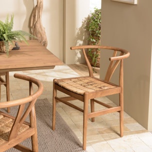 SIXTINE - Chaise marron en bois de teck recyclé dossier arrondi
