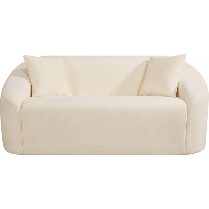 Canapé droit fixe en tissu "Ondine" - 2 places - Beige