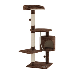 Albero per Gatto con Graffiatoio Cuccia Giocattolo Gatti Parco Giochi Tiragraffi in Sisal Naturale 112 cm Marrone