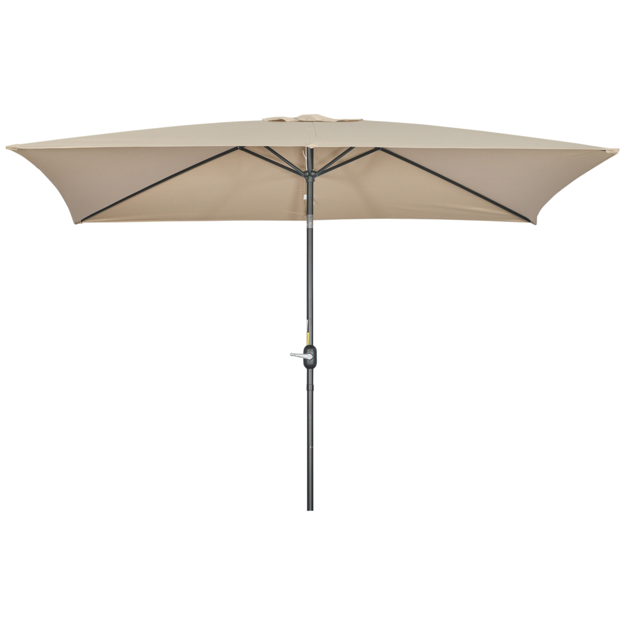 Parasol inclinable rectangulaire métal polyester haute densité 2,94L x 1,98l x 2,55H m kaki