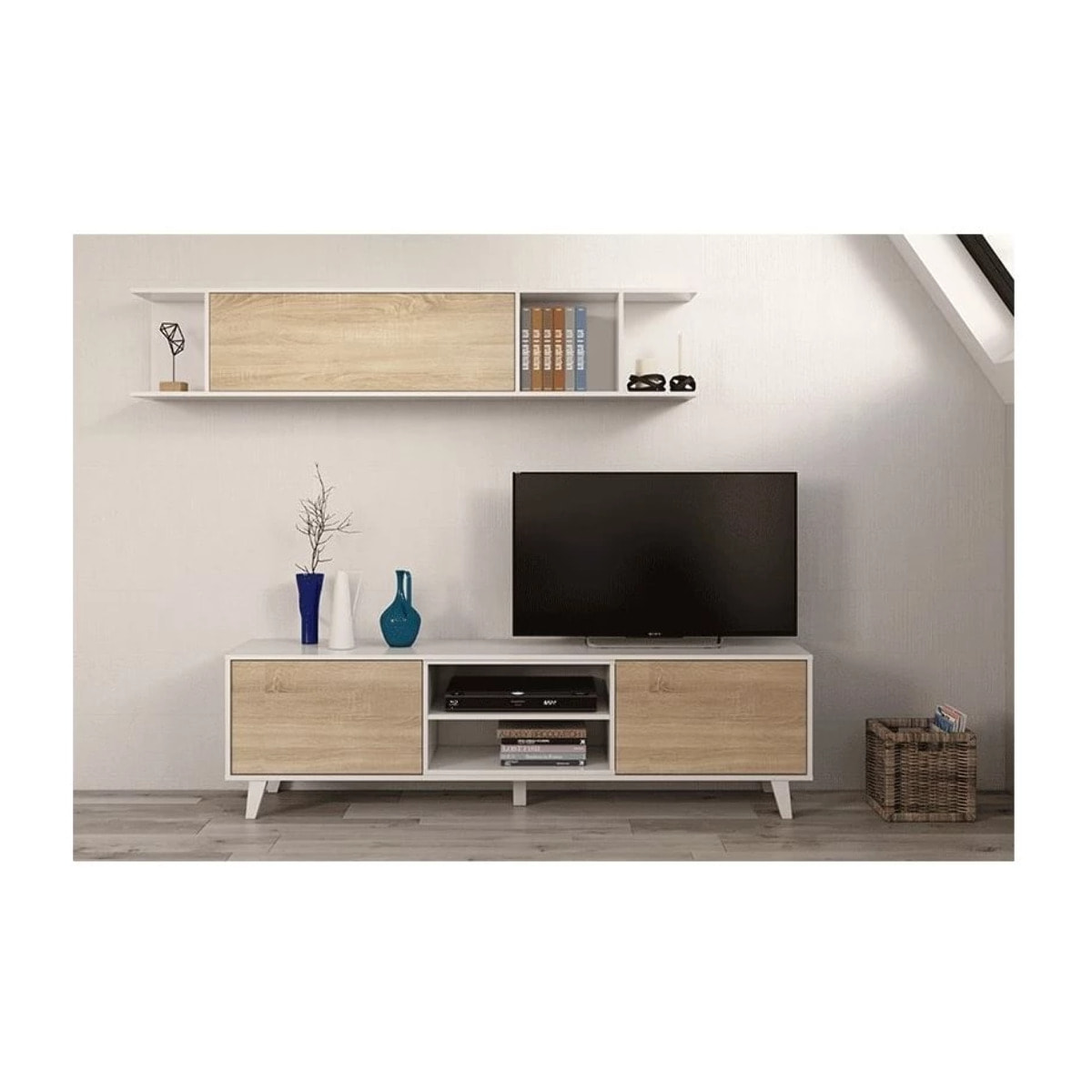 Salón Zaiken Plus Blanco - Roble Canadian