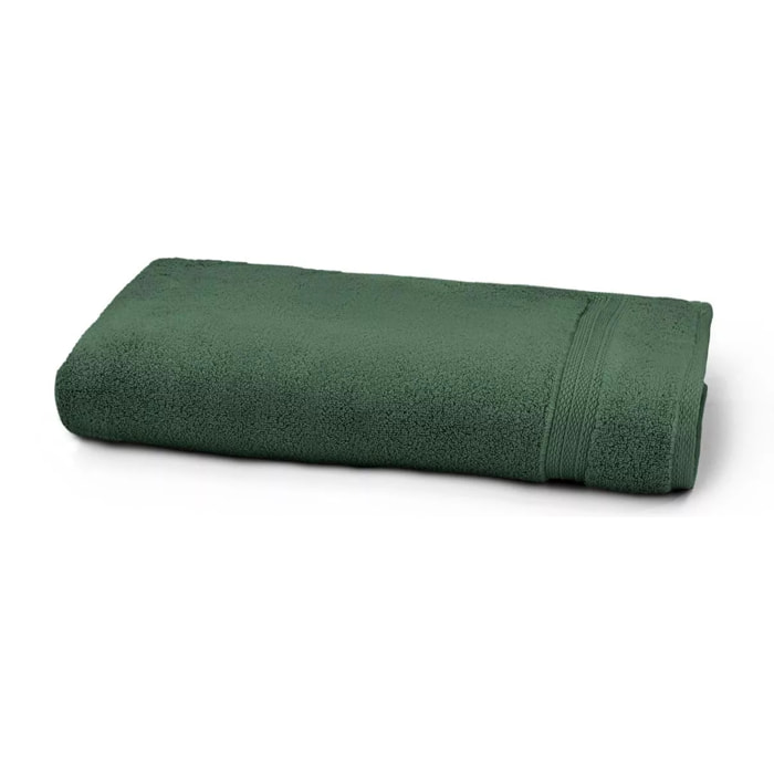 Drap de douche pur coton 550 g/m² uni vert Elea kaki