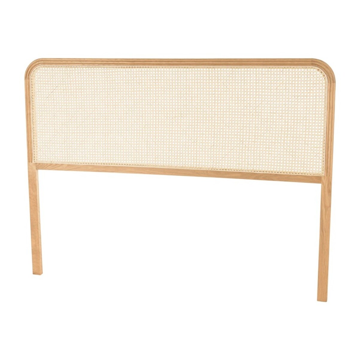 SYA - Tête de lit bords arrondis rotin naturel chêne massif 140/160cm